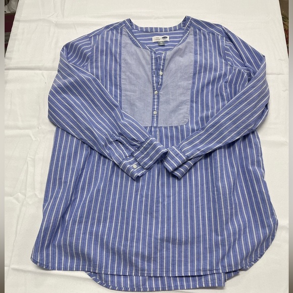 Old Navy Blue & White Striped Poplin Popover Tunic Shirt  Plus size Women XXL - Picture 5 of 12